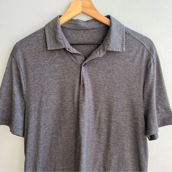 Lululemon Evolution Polo Short Sleeve Shirt Charcoal Heathered Grey Size Small - Picture 3 of 9